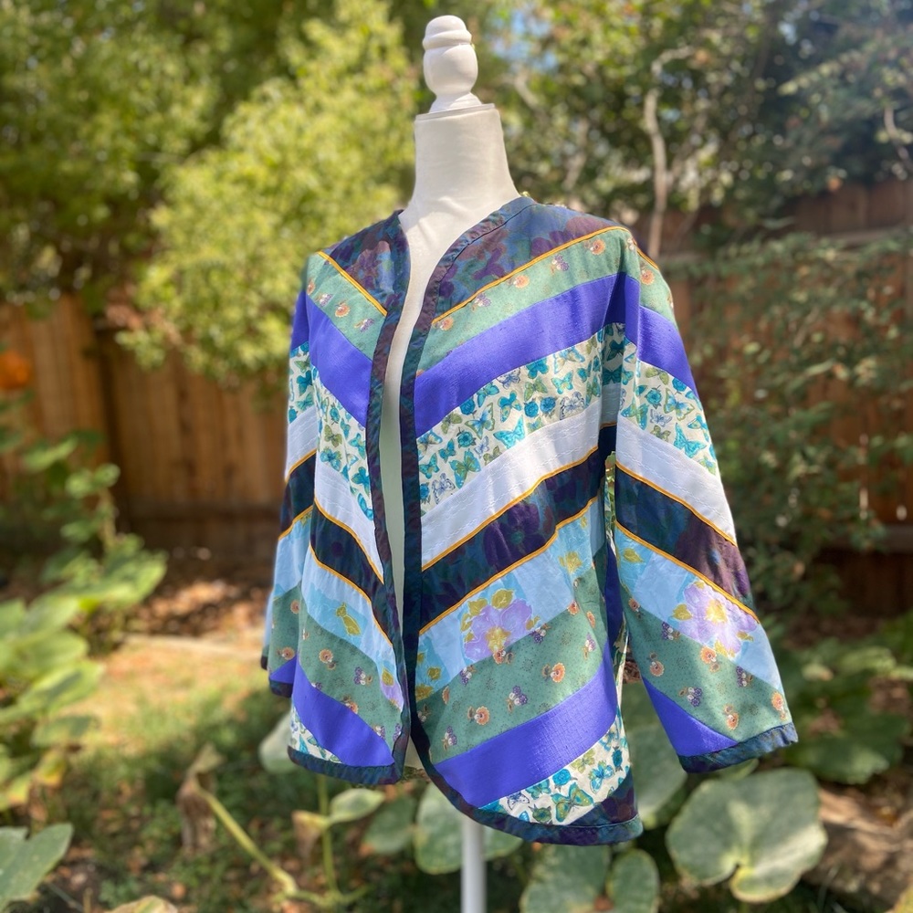 Vintage Purple, Teal & Blue Patchwork Jacket - Picture 4 of 15